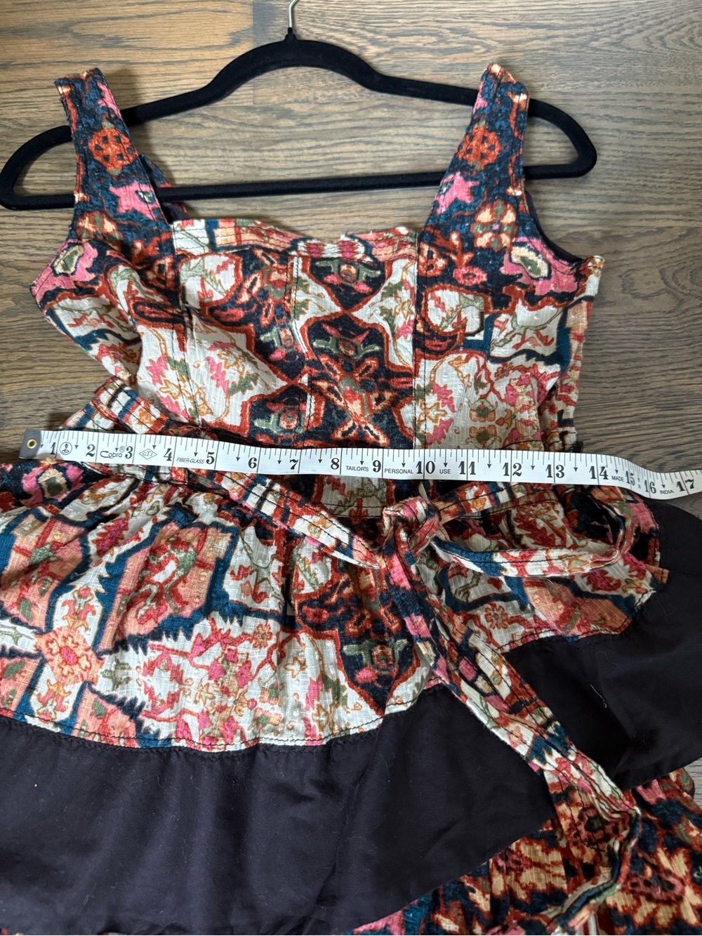 Anthropologie Square-Neck Printed Tiered Midi Dress with tiered skirt, M. - Picture 11 of 11